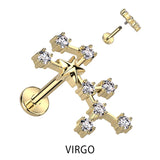 Gold Plated CZ Zodiac Constellation Labret Tragus Helix Ear Cartilage Studs