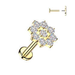 9 CZ Flower Top Tragus Labret Helix Ear Cartilage Studs