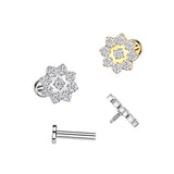 9 CZ Flower Top Tragus Labret Helix Ear Cartilage Studs