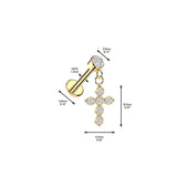 Internally Threaded CZ Cross Dangle Tragus Helix Ear Cartilage Studs