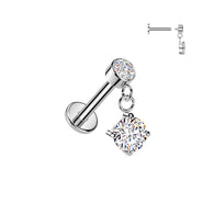 Internally Threaded Round CZ Dangle Tragus Helix Ear Cartilage Studs