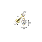 Internally Threaded Heart CZ Dangle Tragus Helix Ear Cartilage Studs