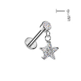 All 316L Star CZ Dangle Tragus Helix Ear Cartilage Studs