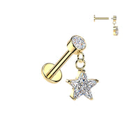 All 316L Star CZ Dangle Tragus Helix Ear Cartilage Studs