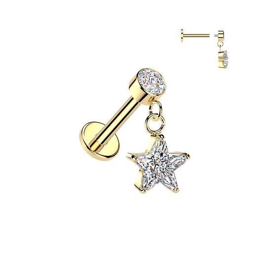 All 316L Star CZ Dangle Tragus Helix Ear Cartilage Studs