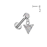 All 316L Triangle CZ Dangle Tragus Helix Ear Cartilage Studs