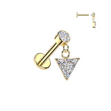 All 316L Triangle CZ Dangle Tragus Helix Ear Cartilage Studs