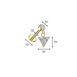 All 316L Triangle CZ Dangle Tragus Helix Ear Cartilage Studs