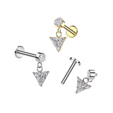All 316L Triangle CZ Dangle Tragus Helix Ear Cartilage Studs
