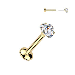 Titanium Threadless Heart Moissanite Top Labret Tragus Lobe Helix