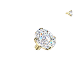 Titanium Internally Threaded Prong Set Moissanite Dermal Anchor Surface Top 16G