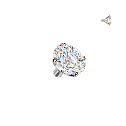 Titanium Internally Threaded Prong Set Moissanite Dermal Anchor Surface Top 16G