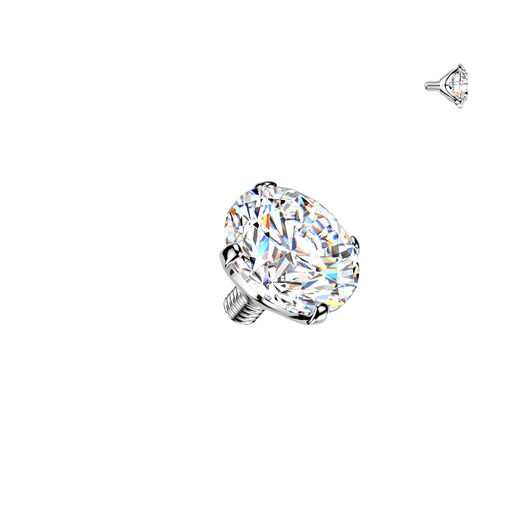 Titanium Internally Threaded Prong Set Moissanite Dermal Anchor Surface Top 16G