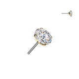 Titanium Threadless Push In Prong Set Moissanite For Belly, Lip Tragus