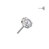 Titanium Threadless Push In Prong Set Moissanite For Belly, Lip Tragus
