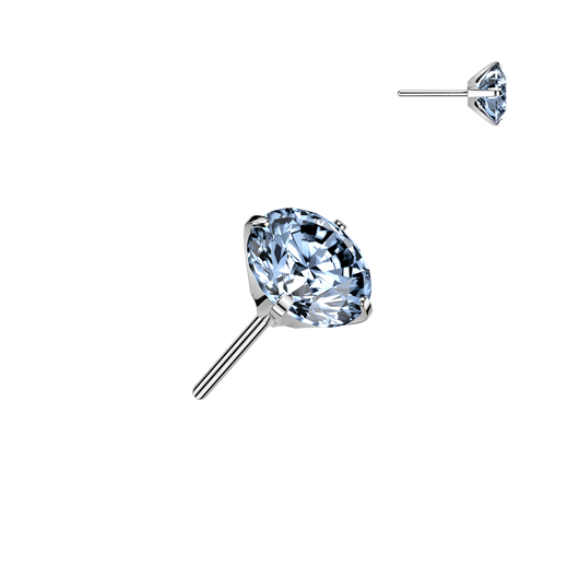 Titanium Threadless 5mm Blue Moissanite Top Belly Button Ring