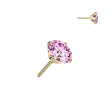 Titanium Threadless Push In Prong Pink Moissanite For Belly, Lip Tragus