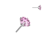 Titanium Threadless Push In Prong Pink Moissanite For Belly, Lip Tragus
