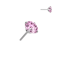 Titanium Threadless 5mm Pink Moissanite Top Belly Button Ring