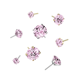 Titanium Threadless Push In Prong Pink Moissanite For Belly, Lip Tragus