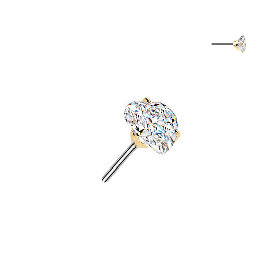Titanium Threadless Push In Heart Prong Set Moissanite For Belly  Lip Tragus