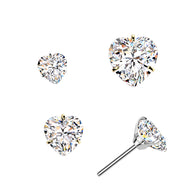 Titanium Threadless Push In Heart Prong Set Moissanite For Belly  Lip Tragus