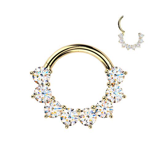 Titanium Hinged Facing Prong Moissanite Segment Hoop Ring Daith Septum Cartilage