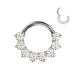 Titanium Hinged Facing Prong Moissanite Segment Hoop Ring Daith Septum Cartilage