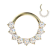 Titanium Hinged Facing Prong Moissanite Segment Hoop Ring Daith Septum Cartilage