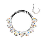 Titanium Hinged Facing Prong Moissanite Segment Hoop Ring Daith Septum Cartilage