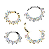 Titanium Hinged Facing Prong Moissanite Segment Hoop Ring Daith Septum Cartilage