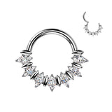 Titanium Hinged Facing Moissanite Fan Segment Hoop Ring Daith Septum Cartilage