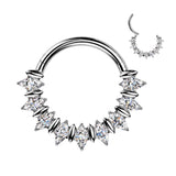 Titanium Hinged Facing Moissanite Fan Segment Hoop Ring Daith Septum Cartilage