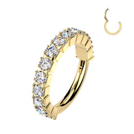 Titanium Hinged Outward Pave Moissanite Segment Hoop Ring Daith Cartilage