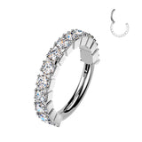 Titanium Hinged Outward Pave Moissanite Segment Hoop Ring Daith Cartilage