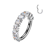 Titanium Hinged Outward Pave 10 Moissanite Segment Hoop Ring Cartilage