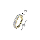 Titanium Hinged Outward Pave 10 Moissanite Segment Hoop Ring Cartilage