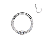 Titanium Hinged Facing Pave Moissanite Segment Hoop Ring Daith Septum Cartilage