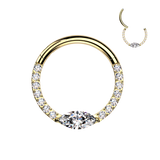 Titanium Hinged Facing Pave Moissanite Segment Hoop Ring Daith Septum Cartilage