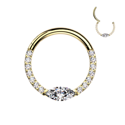 Titanium Hinged Facing Pave Moissanite Segment Hoop Ring Daith Septum Cartilage