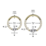 Titanium Hinged Facing Pave Moissanite Segment Hoop Ring Daith Septum Cartilage