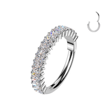 Titanium Hinged Outward Facing Prong Baguette Moissanites Segment Hoop Ring Cartilage