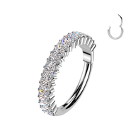 Titanium Hinged Outward Facing Prong Baguette Moissanites Segment Hoop Ring Cartilage