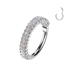 Titanium Hinged Outward Facing Prong Baguette Moissanites Segment Hoop Ring Cartilage
