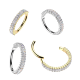 Titanium Hinged Outward Facing Prong Baguette Moissanites Segment Hoop Ring Cartilage