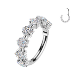 Titanium Hinged Outward Facing Square Moissanites Segment Hoop Ring Cartilage