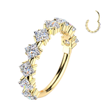 Titanium Hinged Outward Facing Square Moissanites Segment Hoop Ring Cartilage