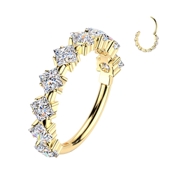 Titanium Hinged Outward Facing Square Moissanites Segment Hoop Ring Cartilage