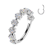 Titanium Hinged Outward Facing Square Moissanites Segment Hoop Ring Cartilage
