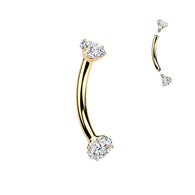Titanium Prong Set Moissanite Eyebrow Curved Barbell
